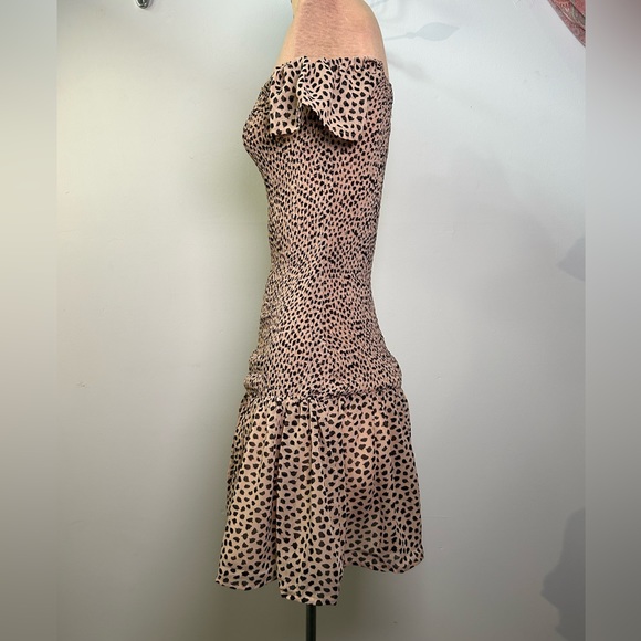 Blanc clothing Leopard Print off the shoulder Mini Dress size Small - Picture 2 of 7